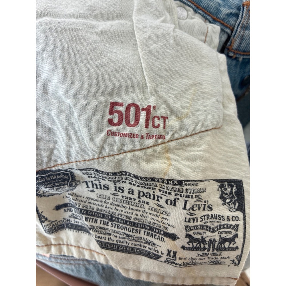 Levis 501 CT Customized Tapered Distressed Light Wash Jeans Women 25x32 NWT - Picture 10 of 10